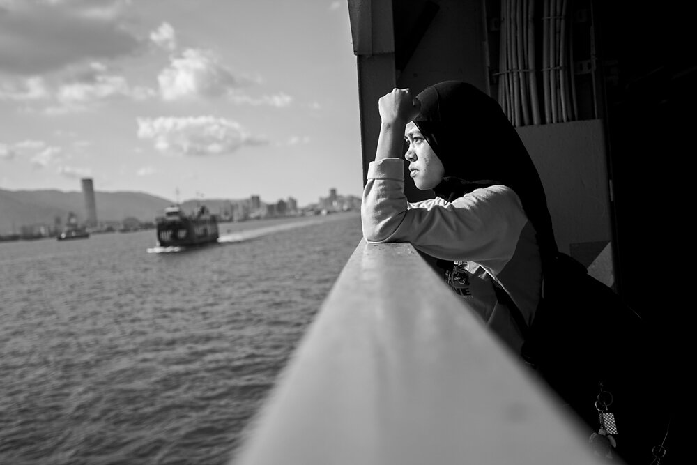 Malaysia, 2012. A girl on a ferry from Butterworth to Penang.